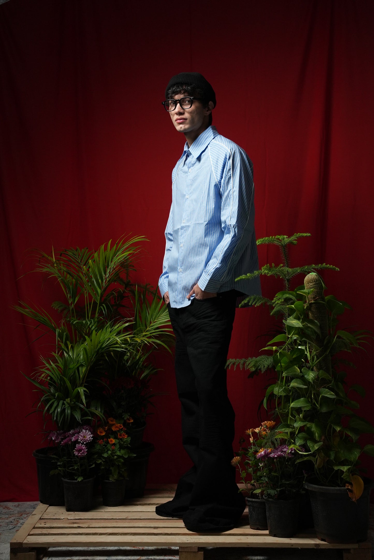 STRIPED WESTERN PIPING SHIRT