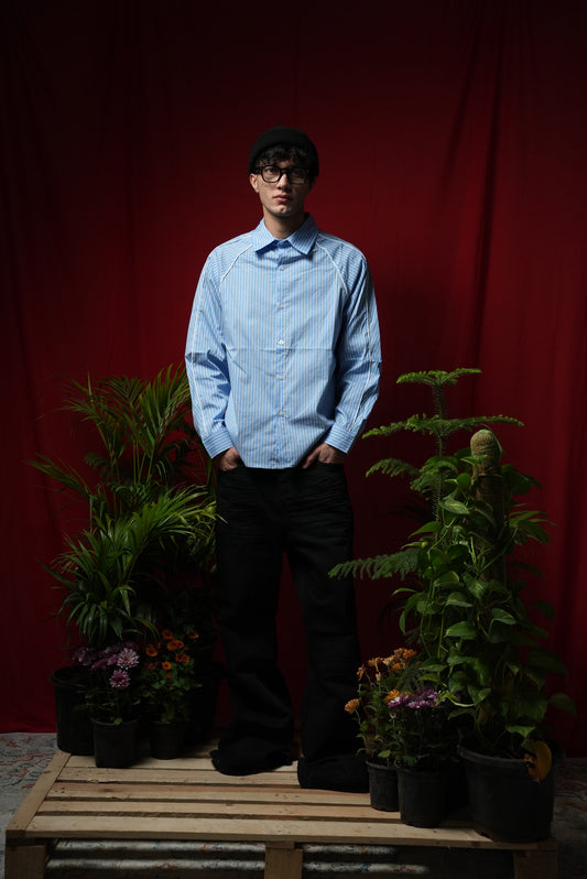 STRIPED WESTERN PIPING SHIRT